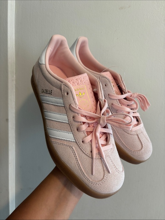 adidas Shoes - adidas Gazelle Pastel Pink Suede Sneakers with White Stripes